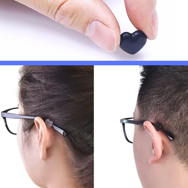 KECHIO Eyeglasses Ear Grip Heart-Shaped Silicone Retainers Soft Ear Hooks Anti-Slip Holder Eyeglasses Stopper - Image 2